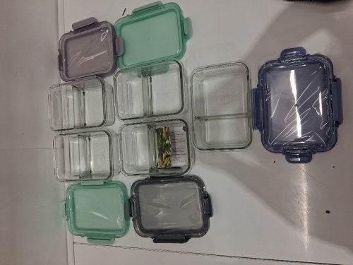 10PC ELLO COLOUR LOCK DIVIDED GLASS MEAL PREP SET - 800ML - MULTICOLOUR (MODEL: 1901809) image 4