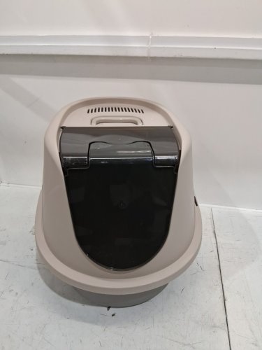 Amazon Basics No-Mess Enclosed Hooded Cat Litter Box - 21" x 16" - Grey/biege image 2
