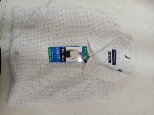 MEN'S NAUTICA OXFORD LONG SLEEVE SLIM FIT dress SHIRT - EXTRA large 17 (32/33) - white/navy blue/grey (STYLE: 1970228) image 2