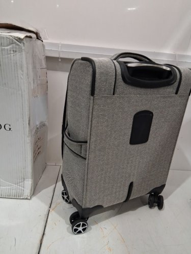 London Fog Oxford III Expandable Spinner carry on suitcase/luggage - 20" - black/white - (model: I5I0-4su)) image 5