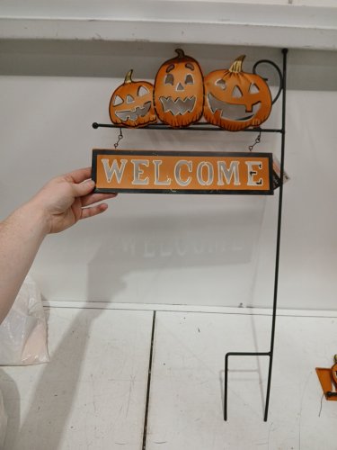 way to celebrate! Halloween Metal “Welcome” Garden Stake, 24" - orange image 2