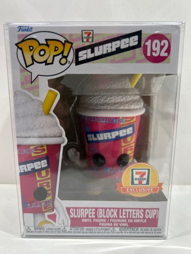 Funko pop! **7 eleven is exclusive** slurpee - slurpee (block letters cup) vinyl figure (#192) **plastic protector cover** image 2