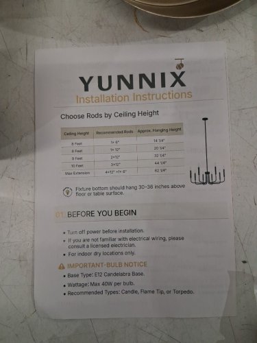 yunnix 6-light Modern Pendant Hanging Light chandelier - 28.89" x 54.3" - Champagne Bronze (model: DJ9028) image 9
