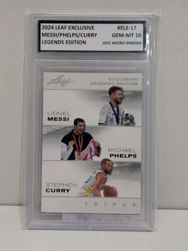 MESSI / PHELPS / CURRY LEGENDS EDITION FIFA / NBA CARD - JDCC GEM MINT 10 - 2016 LEAF EXCLUSIVE #ELE-17 image 2