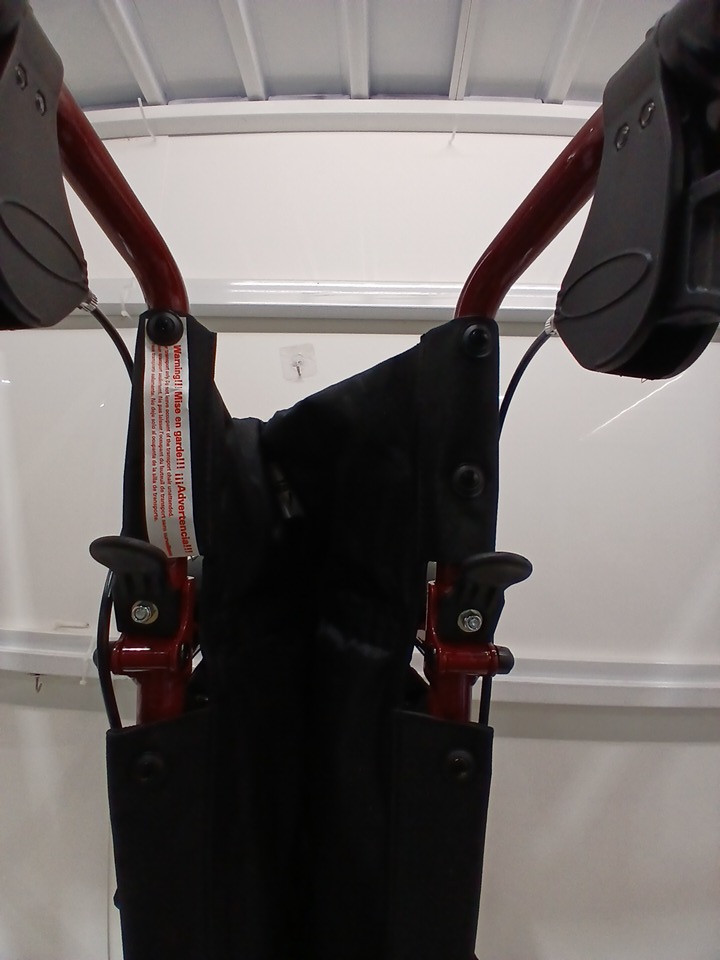 MEDLINE BASIC ALUMINUM TRANSPORT WHEELCHAIR 12" REAR WHEELS WITH BRAKES - 19"/300lbs cap - RED/black (MODEL: MDS808210ARE) image 8