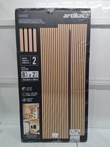 2PK Artika Sonofold Slatted Wall Panels - 8FT X 2FT - Oak and Black finish (MODEL: 96RAT-SF-C10ABL/1949121) image 4