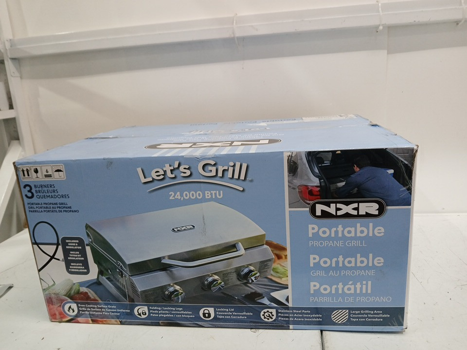 nxr 3 burner 24000 btu portable propane gas bbq - stainless steel (model:1807186) image 6