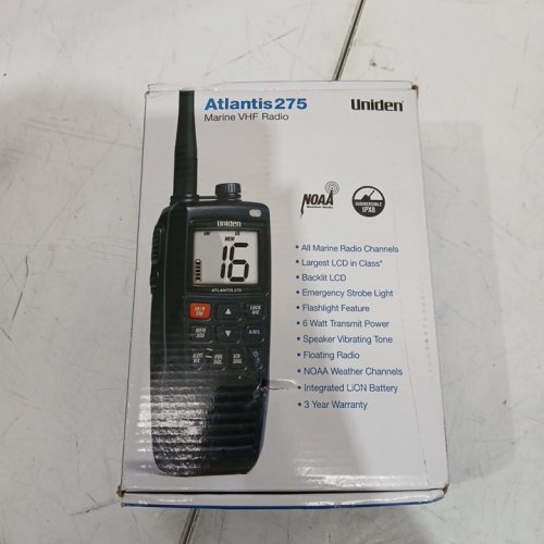 Uniden Atlantis 275 Handheld Two-Way VHF Marine Radio, Floating IPX8 Submersible Waterproof, Dual-Color Screen, All USA/International/Canadian Marine Channels, NOAA Weather Alert, 10 Hour Battery - black - (model: atlantis275) image 2