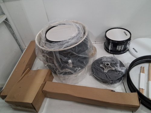 5pc kid's beginners drum set - bass drum, toms, snare and cymbals - black/white (model: sh-002-bk) image 4