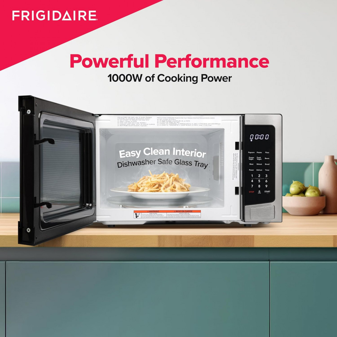 frigidaire compact countertop microwave oven - 1.1 Cu.ft. - black/silver (model: emw1134) image 2