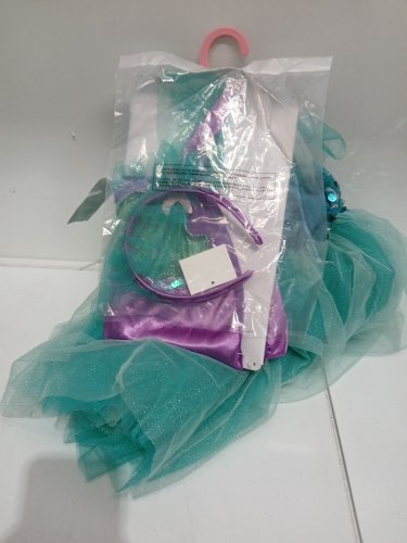 2pc girls mermaid dress and headband costume - large - teal purple image 2