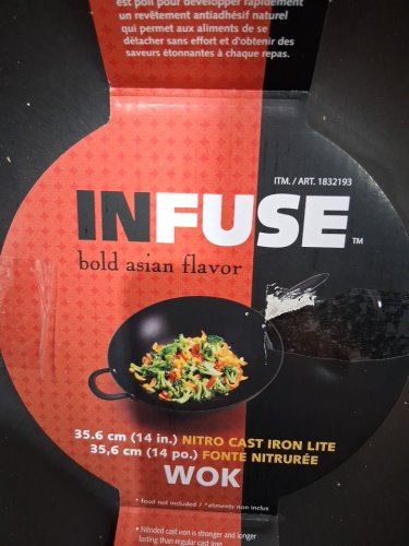 INFUSE OVEN-SAFE INDUCTION COMPATIBLE NITRO CAST IRON LITE WOK - 14" - BLACK (MODEL: 1832193) image 3