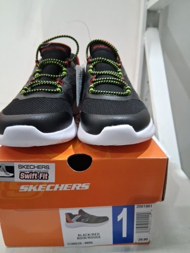 boys sketchers bounder-brisk burst sneaker - size 1 - red/black (style: 2001661) image 2