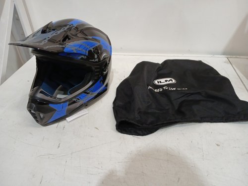 ILM Kid's dirt bike full face motorcycle helmet, DOT approved - youth large - black/blue (model: ilm-128s) image 3