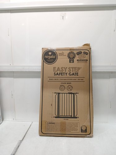 REGALO EASY-STEP METAL WALK-THROUGH SAFETY GATE, 30" X 29'' - 38.5'' - WHITE (MODEL: 1160DS) image 2