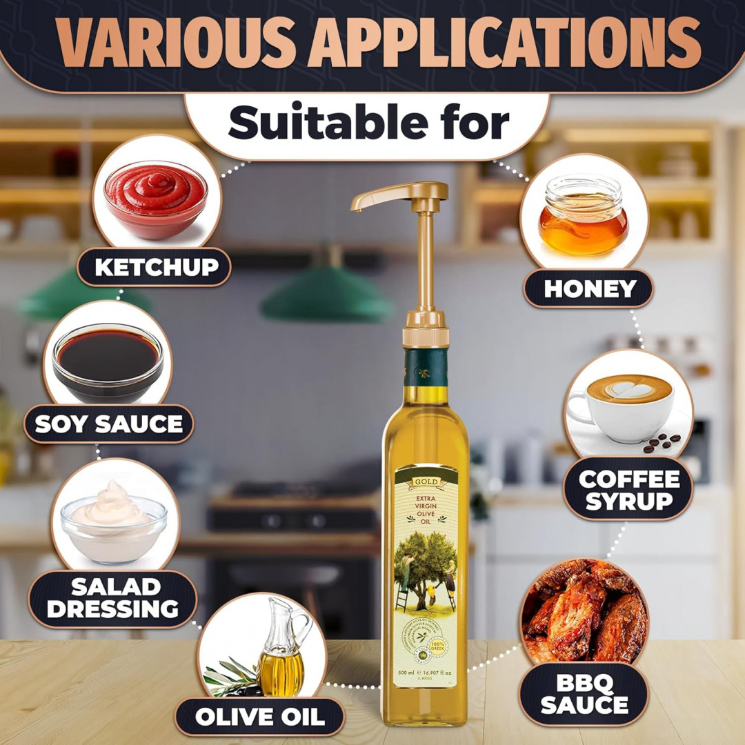 2 (4PK)  multi-use coffee syrup PUMP dispenser - for 750ml bottles - GOLD (8 TOTAL) image 3