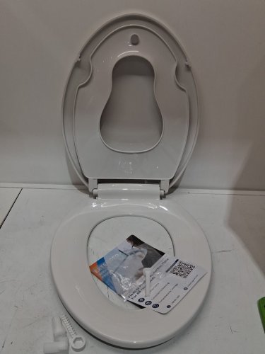 garvee elongated toilet seat with built-in potty-training with seat soft close magnets - 18.4" - white - (pho_11gxih2l) image 4