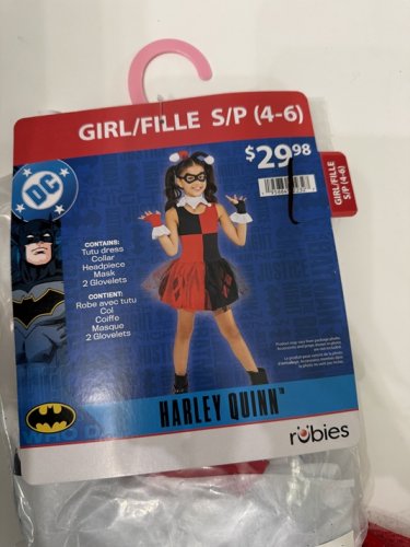 6PC GIRLS RUBIES DC HARLEY QUINN COSTUME - SMALL (4-6) - RED/BLACK/WHITE image 4