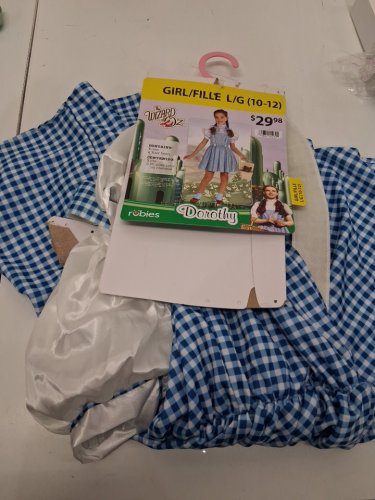 3PC RUBIES WIDARD OF OZ DOROTHY COSTUME - LARGE (10-12) - BLUE AND WHITE image 2