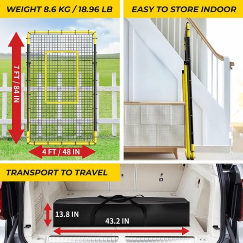 Happy Jump Volleyball Rebounder Bounce Back Trainer Net WITH 5 Angles - 7FT X 4FT - BLACK/YELLOW (MODEL: 7X4FT PRO / A2621222BQ1) image 4