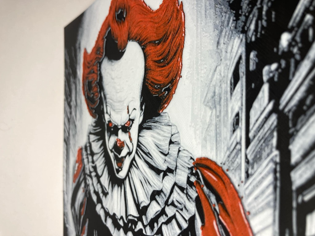 8"x8" 3D Printed - Pennywise - From IT - Textured Photo image 3
