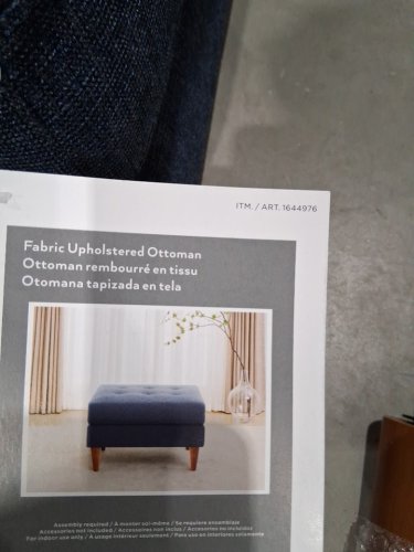 King Fabric Upholstered Ottoman with wood legs for living room , bedroom - 31" x 23" x 19.5" - blue (model:1644976) image 5