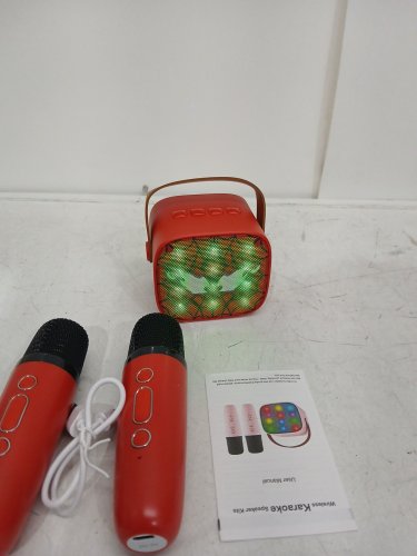 3pc kssvzz mini portable bluetooth spider karaoke machine with two microphones - red (Model: k1) image 4