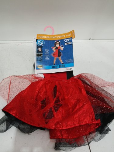 6PC GIRLS RUBIES DC HARLEY QUINN COSTUME - 3-4T - RED / BLACK image 2