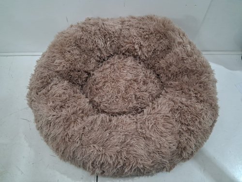 PLUSH FAUX FUR SHAG DONUT CUDDLER PET BED - 26" - BROWN image 2