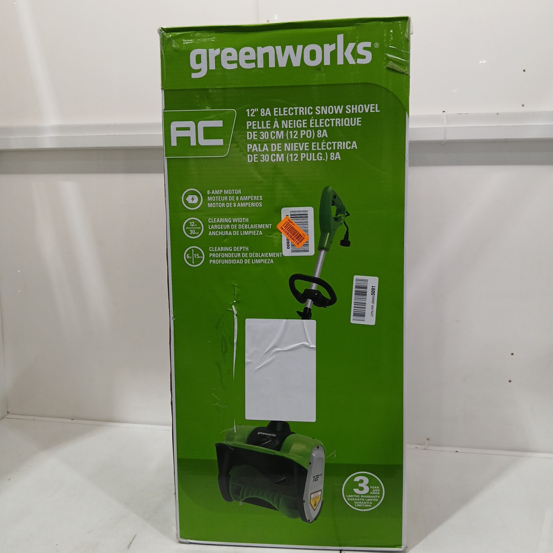 greenworks pro corded electric snow shovel - 8amp - 12" - GREEN (MODEL: gbss08000/2600802) image 2