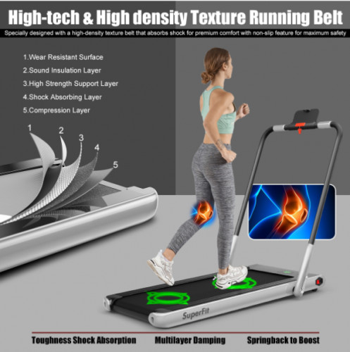 Costway SuperFit 2.25HP 2 in 1 Folding Under Desk Treadmill / Walking Pad with Remote Control - (SP37513SL) image 3