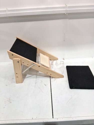 Wotunest 2 in 1 Indoor Pet Ramp, Wooden Folding 2 Tier Pet Stairs with Non Slip Carpeted Steps- 17" x 13.1"-black (model:pet ramp) image 5