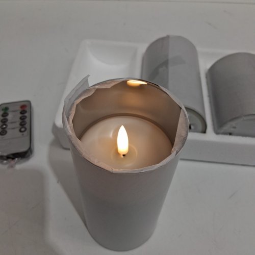 3PK TYAWON GLASS BATTERY OPERATED LED FLAMELESS CANDLES WITH REMOTE - 4"-5"-6" - clear image 4