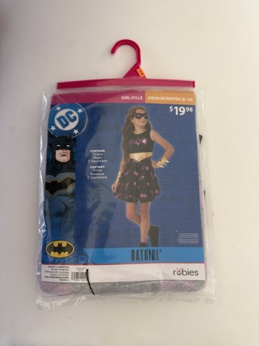 3PC GIRLS RUBIES DC BATGIRL COSTUME - MEDIUM (8-10) - BLACK/PURPLE/GOLD (STYLE: 1001753) image 2