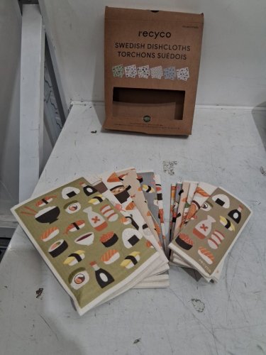 12PC Recyco Swedish Dishcloths - green/tan sushi - (MODEL: 1796215) image 2