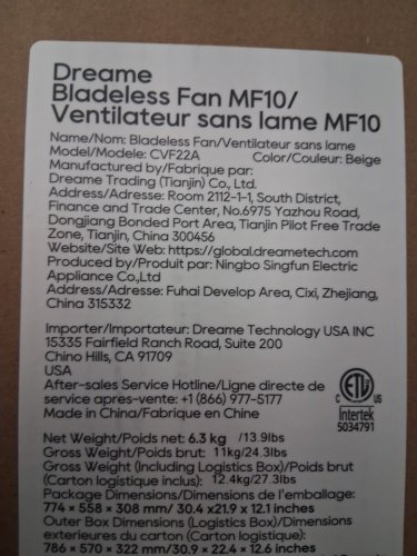 DREAME BLADELESS SMART TOWER FAN WITH 270° ROTATION - 39.8" - BEIGE (MODEL: CVF22A) image 5