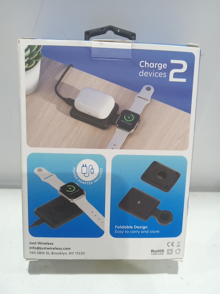 Just Wireless Portable 2-in-1 Wireless Charging pad for Apple & Android - 15W - Black (model: 04101-v) image 3