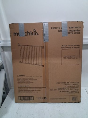 MUNCHKIN PUSH TO CLOSE BABY GATE FOR STAIRS WITH HARDWARE - fits up to 45" wide - BLACK (MODEL: 46777001-SIOC/mk0001 rev4) image 2
