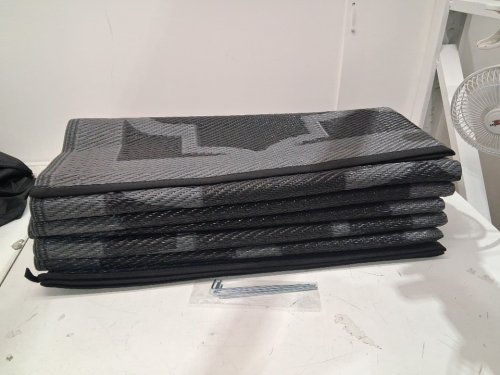 DEORAB Outdoor Reversible Rug -9FT x 12FT- BLACK/WHITE image 3