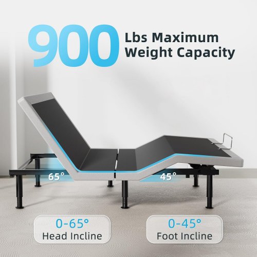 yiree electric adjustable box bed frame with remote and usb ports - full, 10"-14" height - gray/black - (model: fdr-a1-01m) image 2