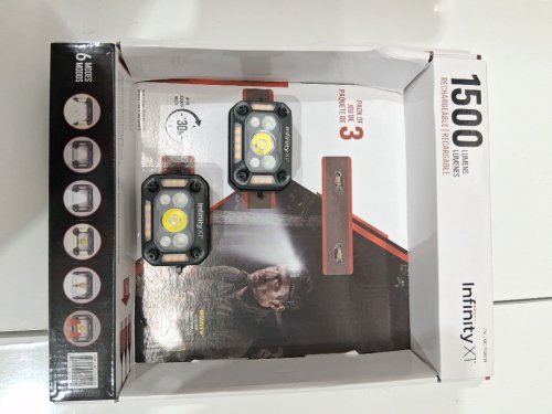 2PK Infinity X1 RECHARGEABLE Headlamps WITH 6 LIGHT MODES - 1500LM - BLACK/GREY (MODEL: 1938038) image 2