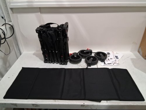 AMADA HOMEFURNISHING Collapsible/FOLDABLE Wagon Cart with 360° Rotating Wheels & SIDE POCKETS - 220LBS CAPACITY - BLACK (MODEL: AMOUC04) image 3