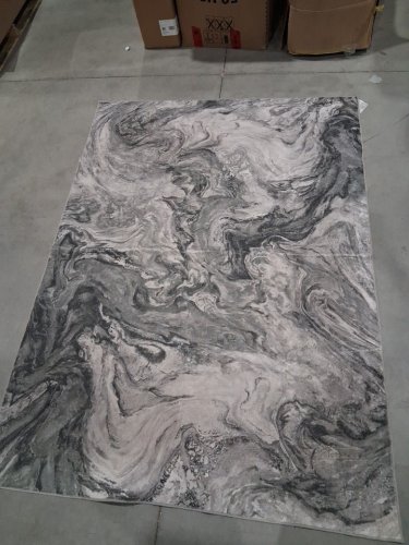 tchdio non-slip low pile washable abstract marble pattern are rug - 6ft x 9ft - grey image 2