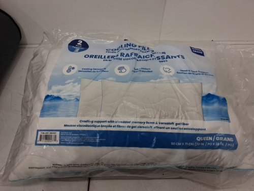below zero cooling pillow with memory foam and fiber - queen - white/blue (model: 2893207) image 2