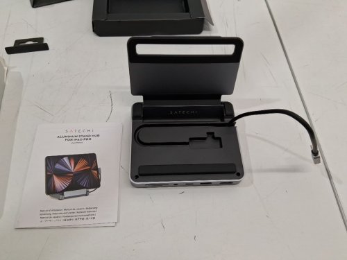 Satechi Stand and hub for Ipad - 6-in-1 USB - C Foldable nub Stand with 4K HDMI, USB-A, Micro SD Readers, 3.5mm Audio Jack for M2/M1 Ipad pro, M1, Ipad pro, Ipad mini - SILVER (MODEL: ST-TCSHIPM) image 2