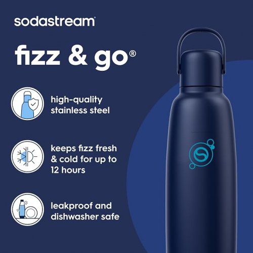 SodaStream Fizz & Go Stainless Steel Carbonating Water Bottle - Dark Blue image 2