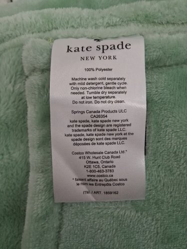 kate spade plush throw blanket - 60" x 70" - mint green (model: 1859162) image 3
