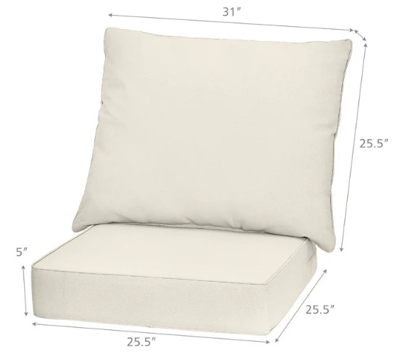 2pc giantex deep seat chair cushion set - white/beige (model: hw67235wh) image 2