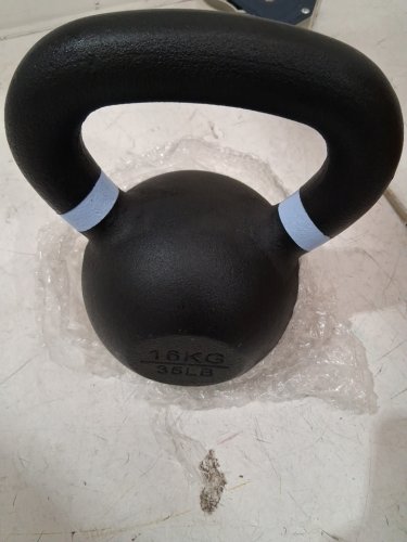 yes4all Powder Coated Cast Iron Kettlebell - 35LBS - LIGHTBLUE /BLACK (MODEL: ‎QCG3) image 2