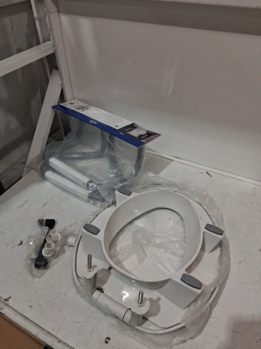 Bemis Elongated Plastic Premium Raised Toilet Seat and Support Arms - 3" - white (MODEL: R85320ARM) image 4